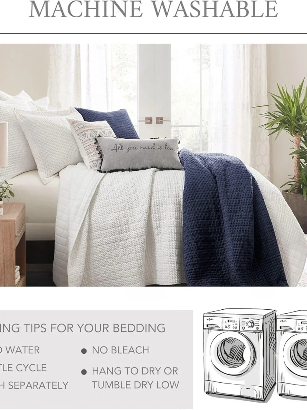 Levtex Home Mills Waffle Taupe Queen Bedspread Set 3 Pc 106x106